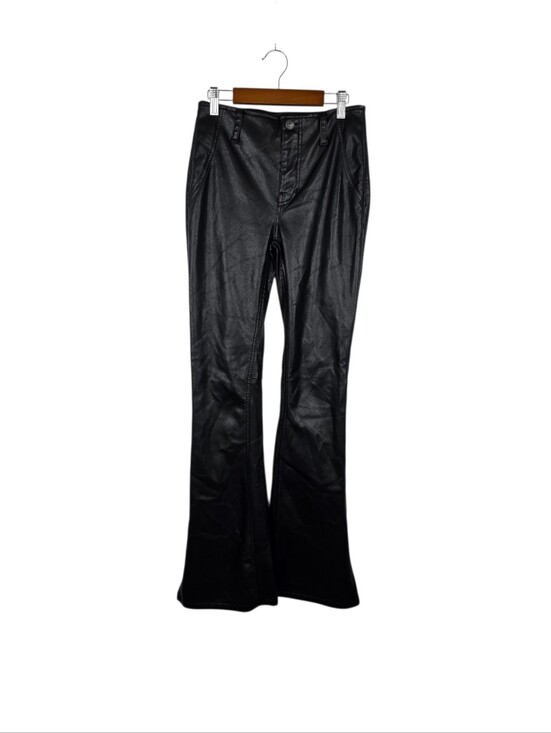 We The Free Pants - We The Free Black Faux Leather Flare Pants Slit Sides Curve Hugging Slim Size 26